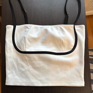 Edikted White Shoulder Bag with Black Trim